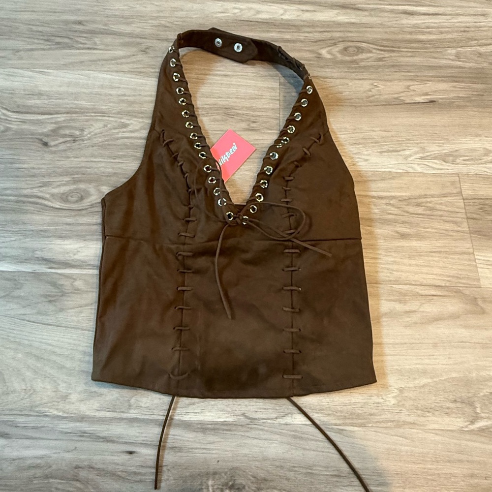 Edikted Chocolate Lace-Up Top - Picture 2 of 5